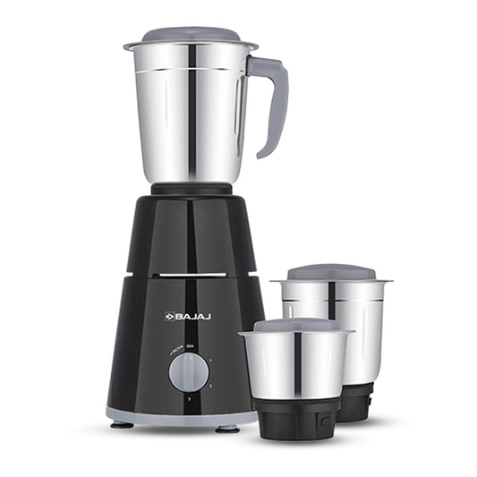 Bajaj GX - 1 Mixer Grinder 500 W|Superior Mixie For Kitchen|2 - in - 1 for Dry Grinding| Blade Function With Titan Motor|3 Stainless Steel Mixer Jars|1 Year Product Warranty By Bajaj|Black - Vamzn#