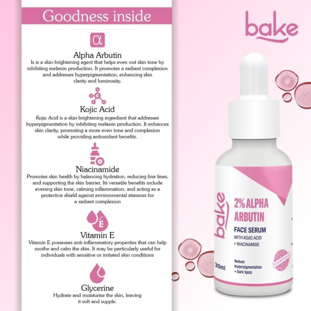 Bake 2% Alpha Arbutin Face Serum With Kojic Acid & Niacinamide - Vamzn#