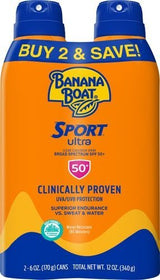 Banana Boat Sport Ultra SPF 50 Sunscreen Spray Twin Pack | Banana Boat Sunscreen Spray SPF 50, Spray On Sunscreen, Water Resistant Sunscreen, Oxybenzone Free Sunscreen Pack, 6oz each - Vamzn#