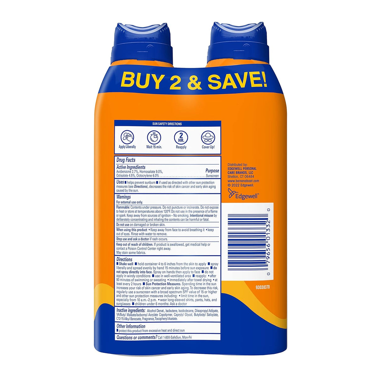 Banana Boat Sport Ultra SPF 50 Sunscreen Spray Twin Pack | Banana Boat Sunscreen Spray SPF 50, Spray On Sunscreen, Water Resistant Sunscreen, Oxybenzone Free Sunscreen Pack, 6oz each - Vamzn#