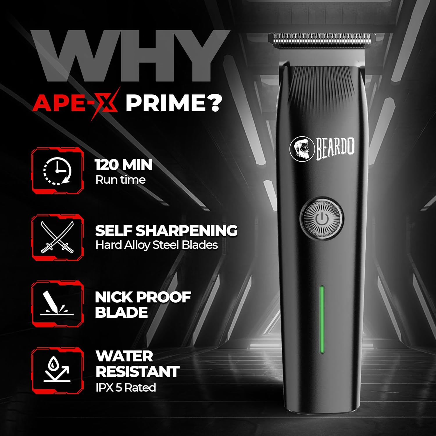 Beardo Ape - X Prime 3 - in - 1 Multipurpose Trimmer for Men | Grooming Kit : Beard Trimmer, Precision Trimmer, Ear & Nose Trimmer | Stainless Steel self - sharpening blades | Type C charging | Gift For Brother | Gift For Friends - Vamzn#