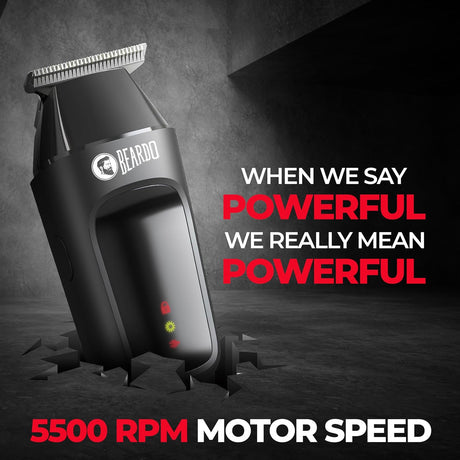 Beardo Apex Go Trimmer for Men - 80 - Min Run Time - Powerful 5500 RPM motor - Compact Travel - Friendly Design - 3 Comb Attachments, Type - C Charging, Digital Display - Vamzn#