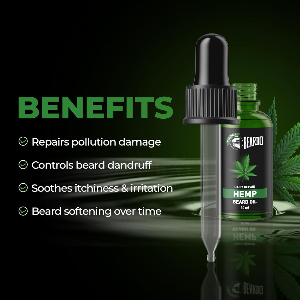 Beardo Beard Oil for Men, 30 ml | Daily Repair Hemp Beard Oil for Healthy Beard | Non - Sticky, Light; Hemp Seed Oil for Shiny Nourished Beards | Promotes Beard Growth - Vamzn#