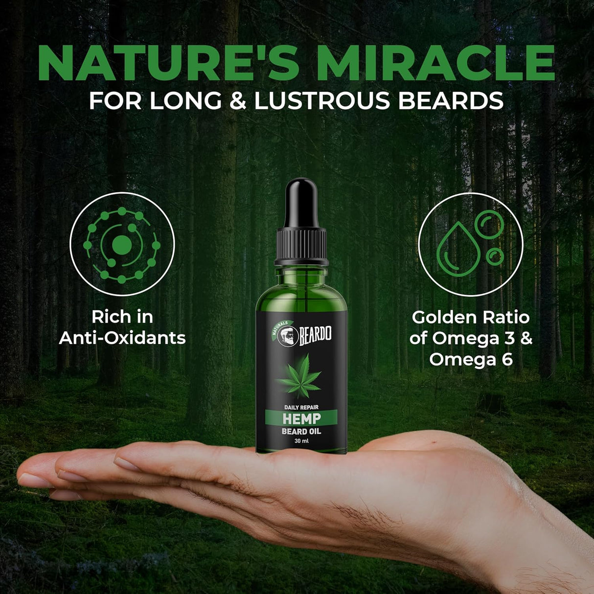 Beardo Beard Oil for Men, 30 ml | Daily Repair Hemp Beard Oil for Healthy Beard | Non - Sticky, Light; Hemp Seed Oil for Shiny Nourished Beards | Promotes Beard Growth - Vamzn#
