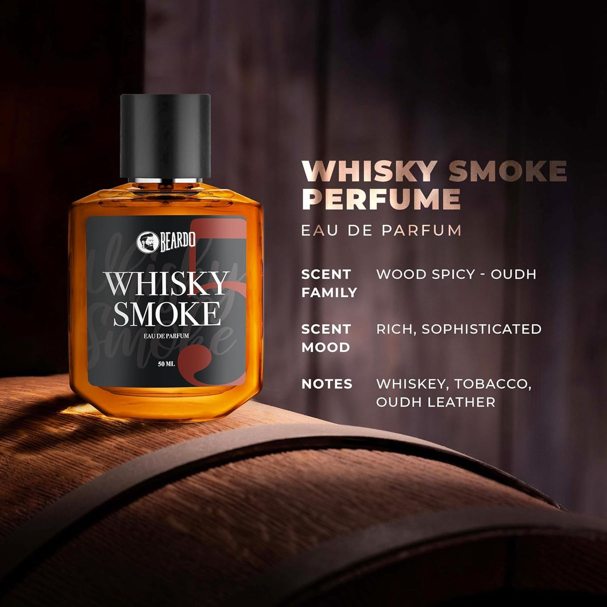 Beardo Whisky Smoke Perfume for Men, 50ml | Spicy, Woody - Oudh Scent Eau De Parfum | Long Lasting Mens Perfume | Best Date Night Fragrance Body Spray | Gift For Brother | Gift For Friends - Vamzn#