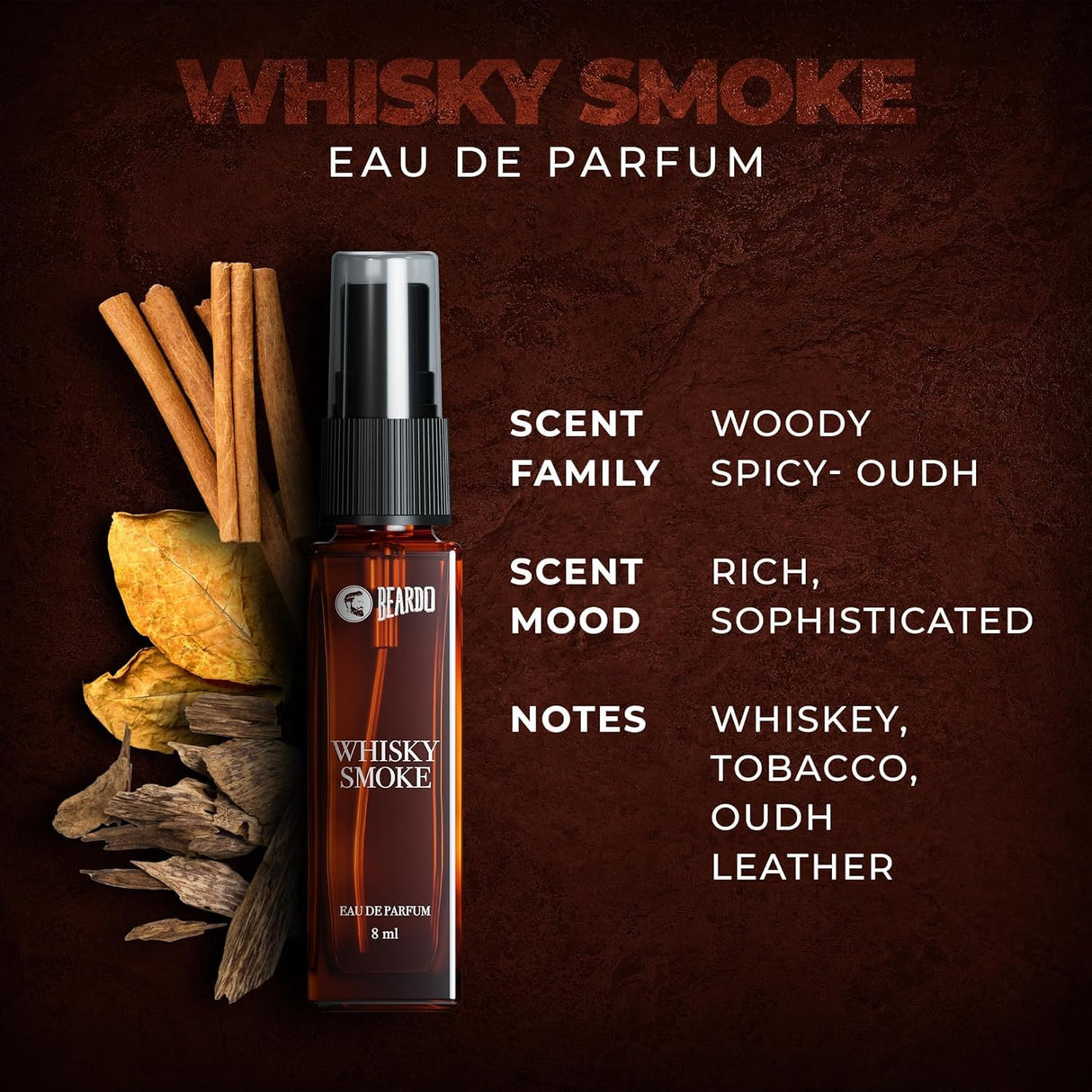 Beardo Whisky Smoke Perfume for Men, 50ml | Spicy, Woody - Oudh Scent Eau De Parfum | Long Lasting Mens Perfume | Best Date Night Fragrance Body Spray | Gift For Brother | Gift For Friends - Vamzn#