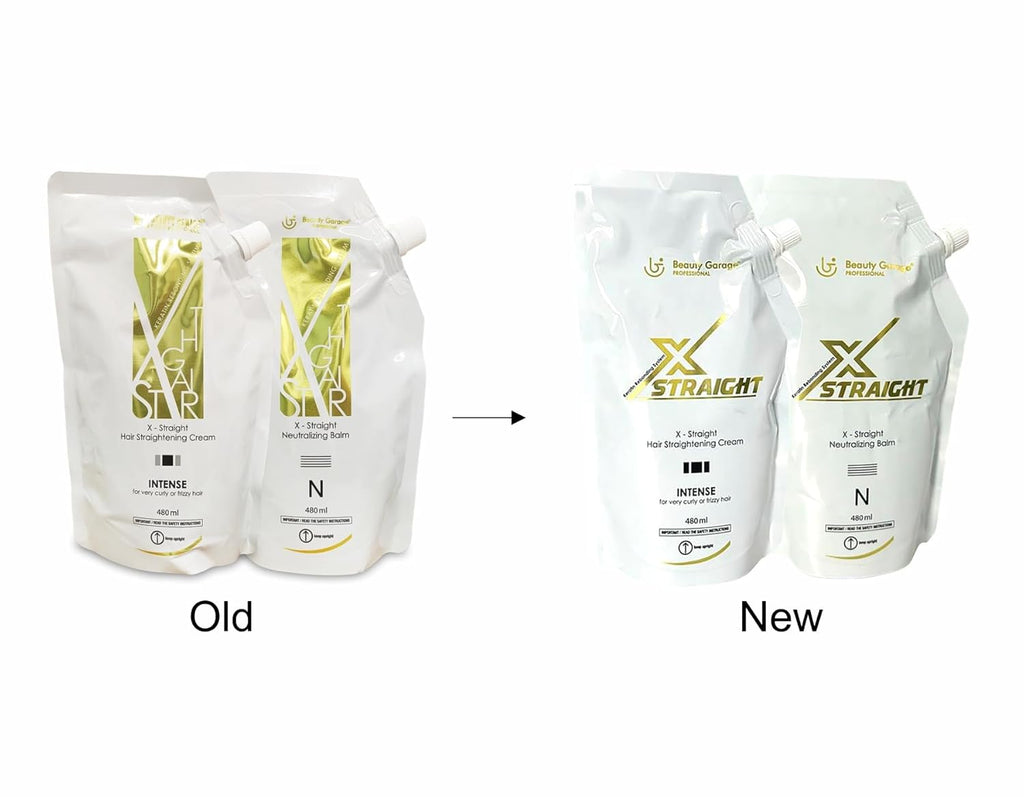 Beauty Garage X - Straight Hair Straightening Cream (480ml) + Neutralizer for Keratin Rebonding System (480ml) - Vamzn#