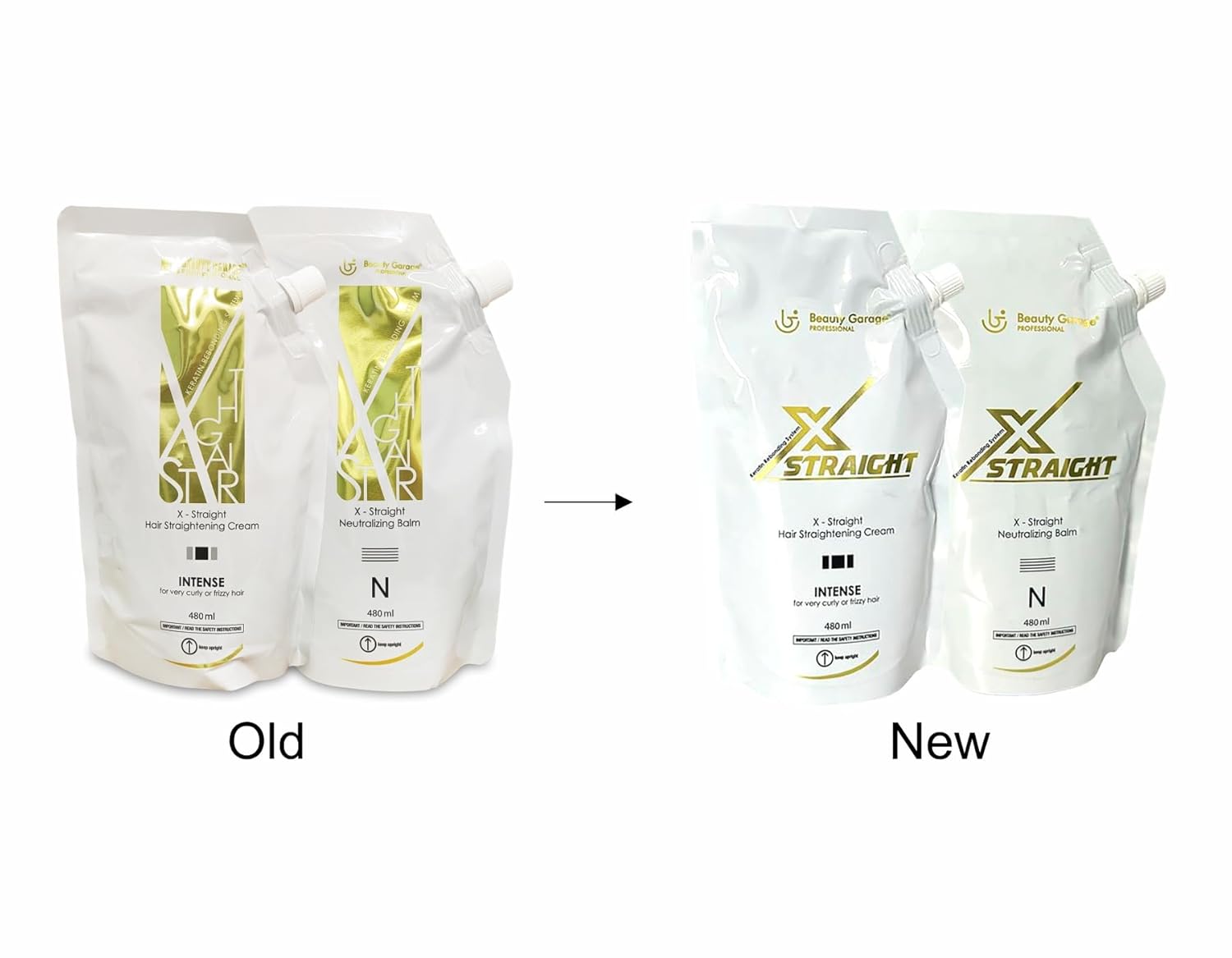 Beauty Garage X - Straight Hair Straightening Cream (480ml) + Neutralizer for Keratin Rebonding System (480ml) - Vamzn#