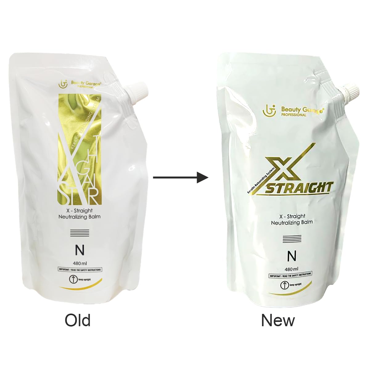 Beauty Garage X - Straight Hair Straightening Cream (480ml) + Neutralizer for Keratin Rebonding System (480ml) - Vamzn#
