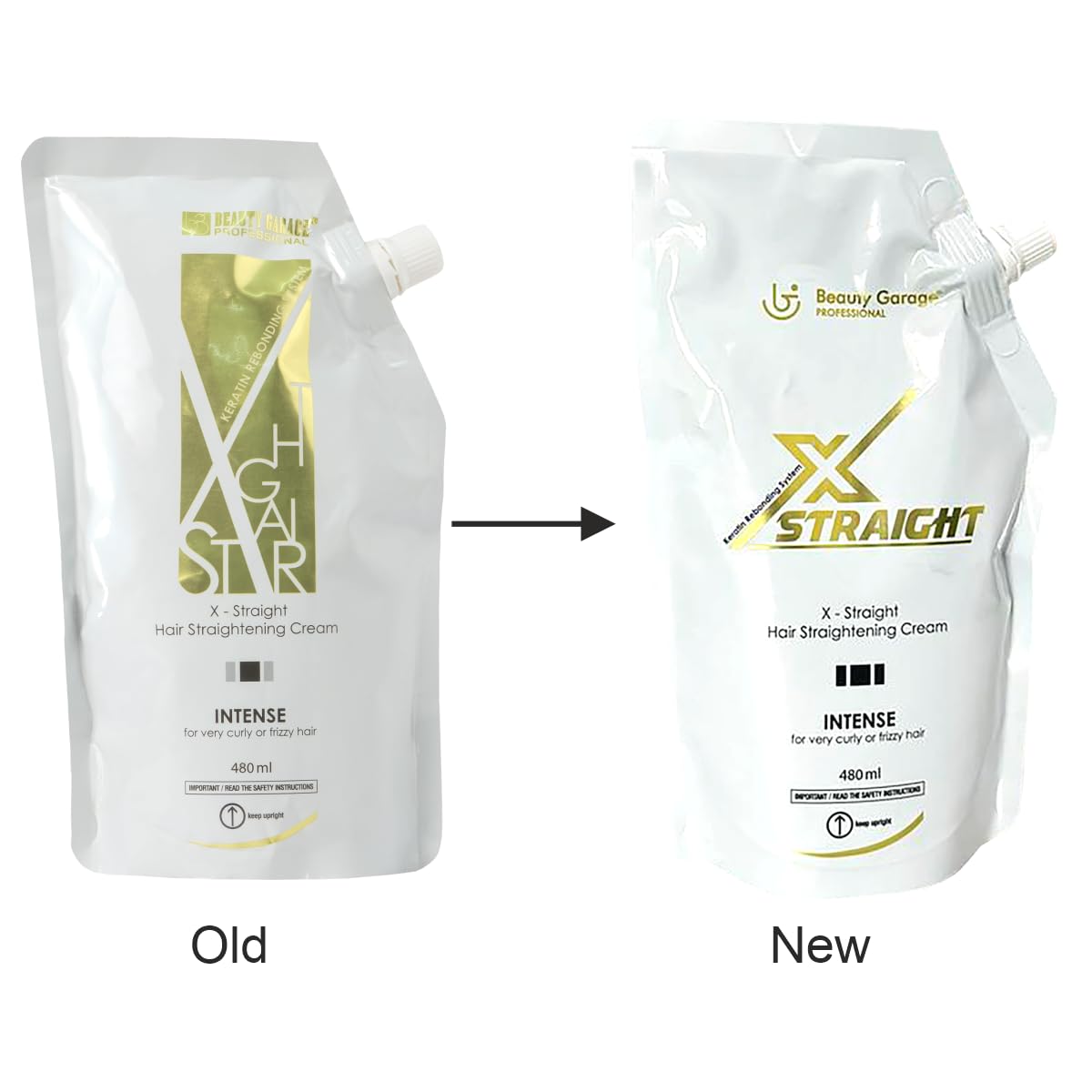 Beauty Garage X - Straight Hair Straightening Cream (480ml) + Neutralizer for Keratin Rebonding System (480ml) - Vamzn#