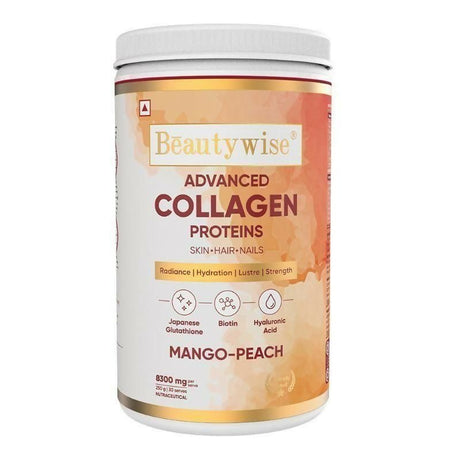 Beautywise Advanced Marine Collagen Anti - Aging Powder - Glutathione, HA & Biotin - Mango - Peach - Vamzn#