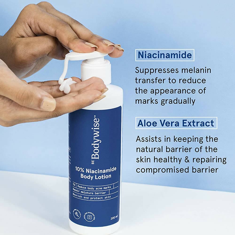 BeBodywise 10% Niacinamide Body Lotion for Reducing Acne Marks With Aloe vera extract, All Skin Types - Vamzn#