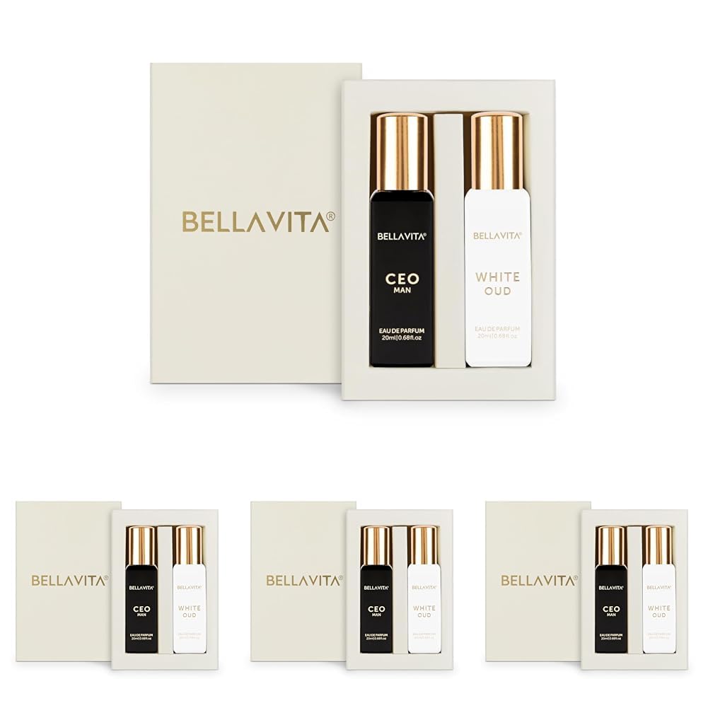 Bella Vita Luxury CEO Man & White Oud Unisex Perfume Combo with Tonka, Agarwood & Orange | Woody Long Lasting EDP Fragrance Scent, Pack of 2, 20 ml Each - Vamzn#