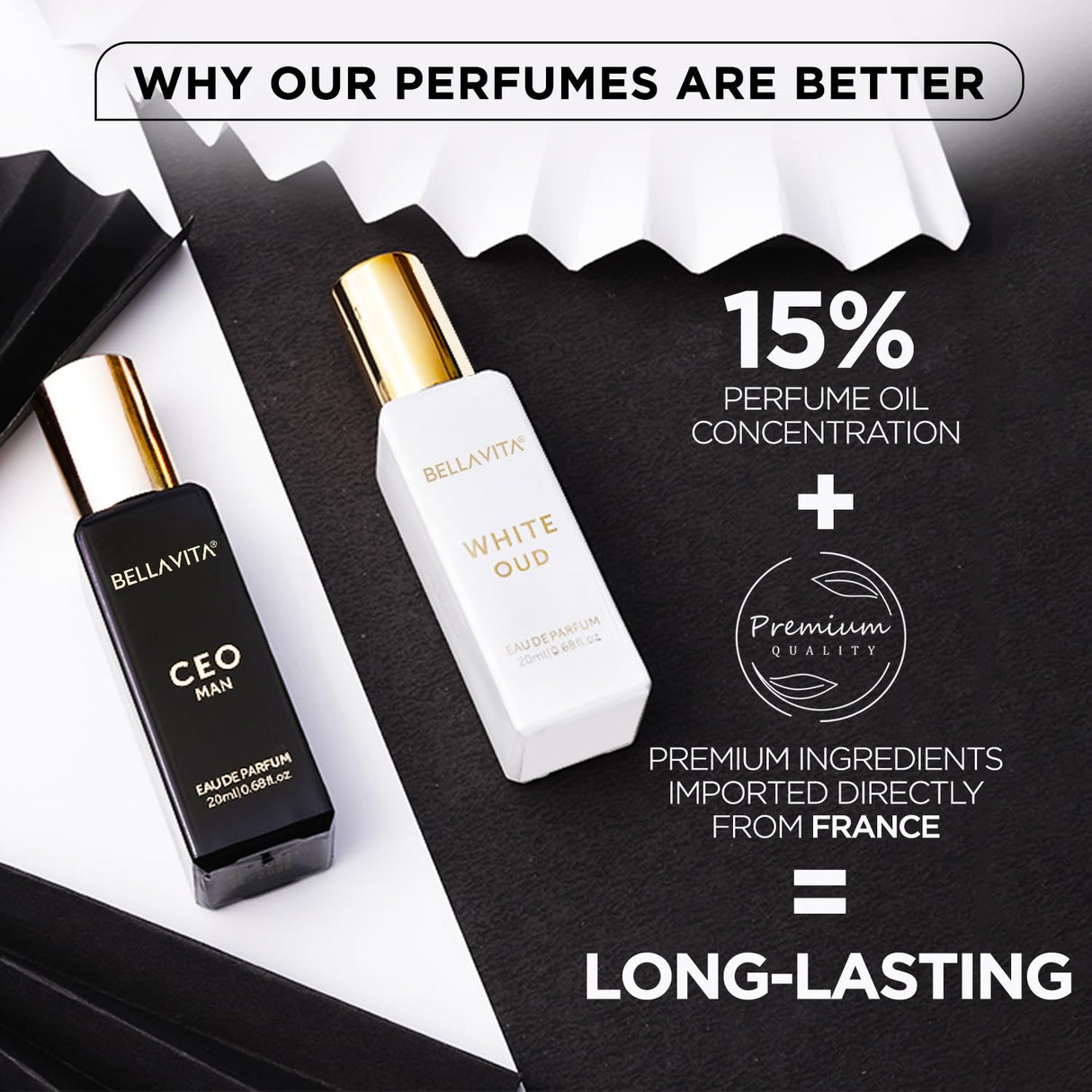 Bella Vita Luxury CEO Man & White Oud Unisex Perfume Combo with Tonka, Agarwood & Orange | Woody Long Lasting EDP Fragrance Scent, Pack of 2, 20 ml Each - Vamzn#