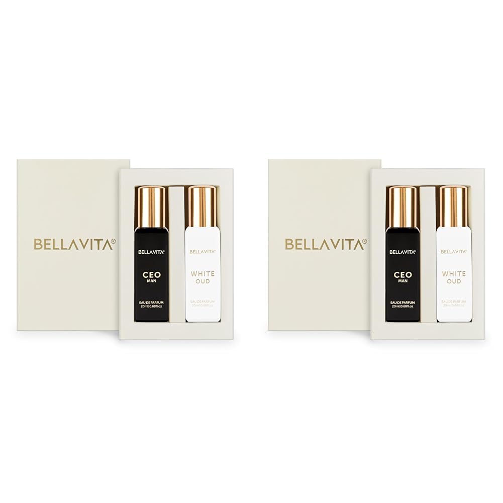 Bella Vita Luxury CEO Man & White Oud Unisex Perfume Combo with Tonka, Agarwood & Orange | Woody Long Lasting EDP Fragrance Scent, Pack of 2, 20 ml Each - Vamzn#