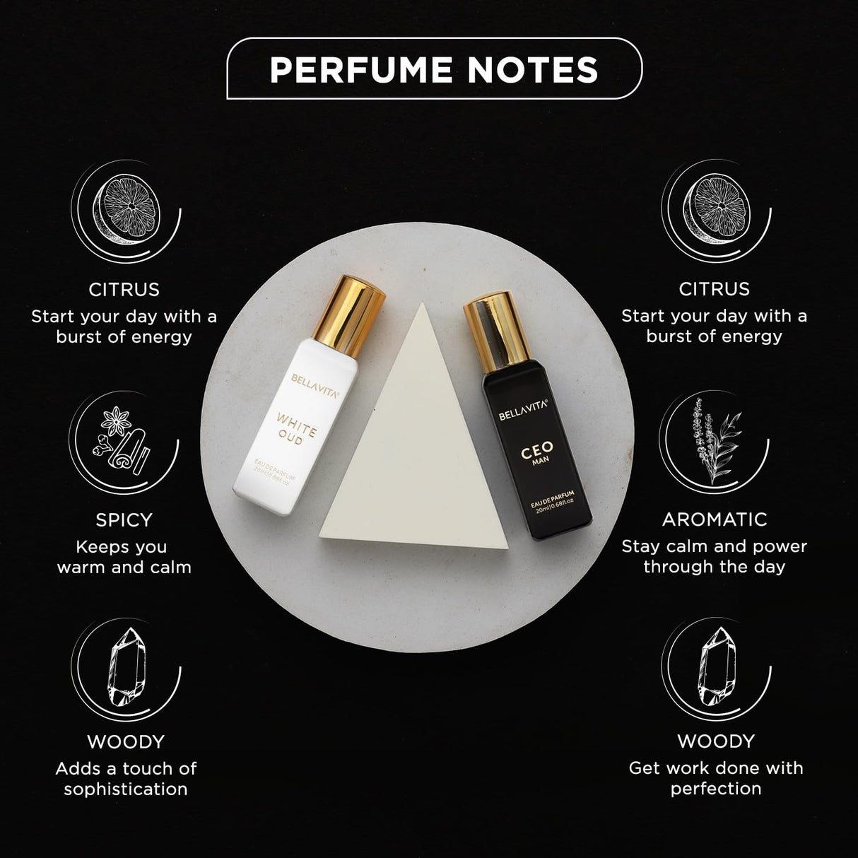 Bella Vita Luxury CEO Man & White Oud Unisex Perfume Combo with Tonka, Agarwood & Orange | Woody Long Lasting EDP Fragrance Scent, Pack of 2, 20 ml Each - Vamzn#
