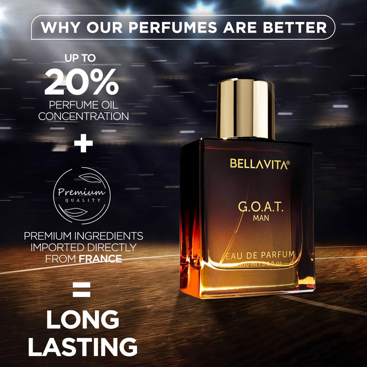 Bella Vita Luxury G.O.A.T Man Eau De Parfum Perfume with Bergamot, Patchouli & Vetiver|Premium, Long Lasting Spicy & Woody Fragrance for Men, 100 ML - Vamzn#
