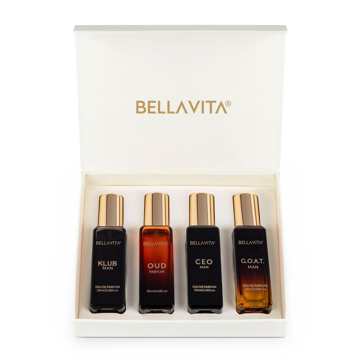 Bella Vita Luxury Man Perfume Gift Set 4 x 20 ml for Men with KLUB, OUD, CEO, G.O.A.T Perfume | Woody, Citrusy Long Lasting EDP Fragrance Scent - Vamzn#
