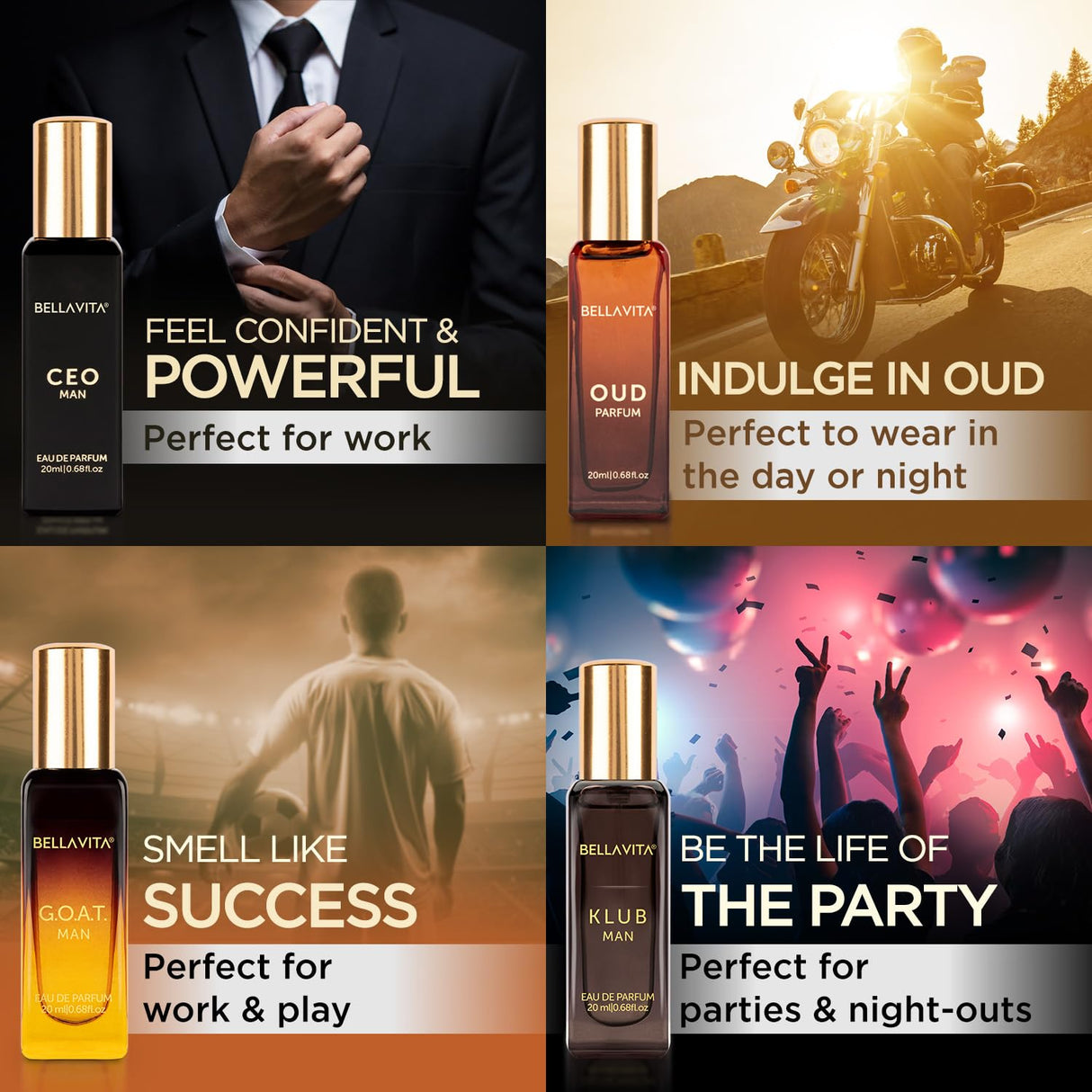 Bella Vita Luxury Man Perfume Gift Set 4 x 20 ml for Men with KLUB, OUD, CEO, G.O.A.T Perfume | Woody, Citrusy Long Lasting EDP Fragrance Scent - Vamzn#