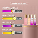 Bella Vita Luxury Woman Eau De Parfum Gift Set 4x20 ml for Women with Date, Senorita, Glam, Rose Perfume|Floral, Fruity Long Lasting EDP Fragrance Scent - Vamzn#