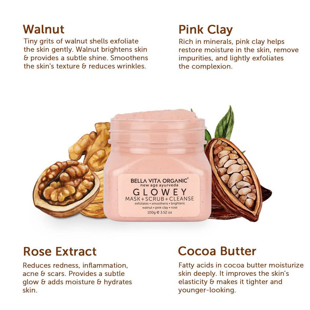 Bella Vita Organic New Age Ayurveda Glowey Mask + Scrub + Cleanse - Vamzn#