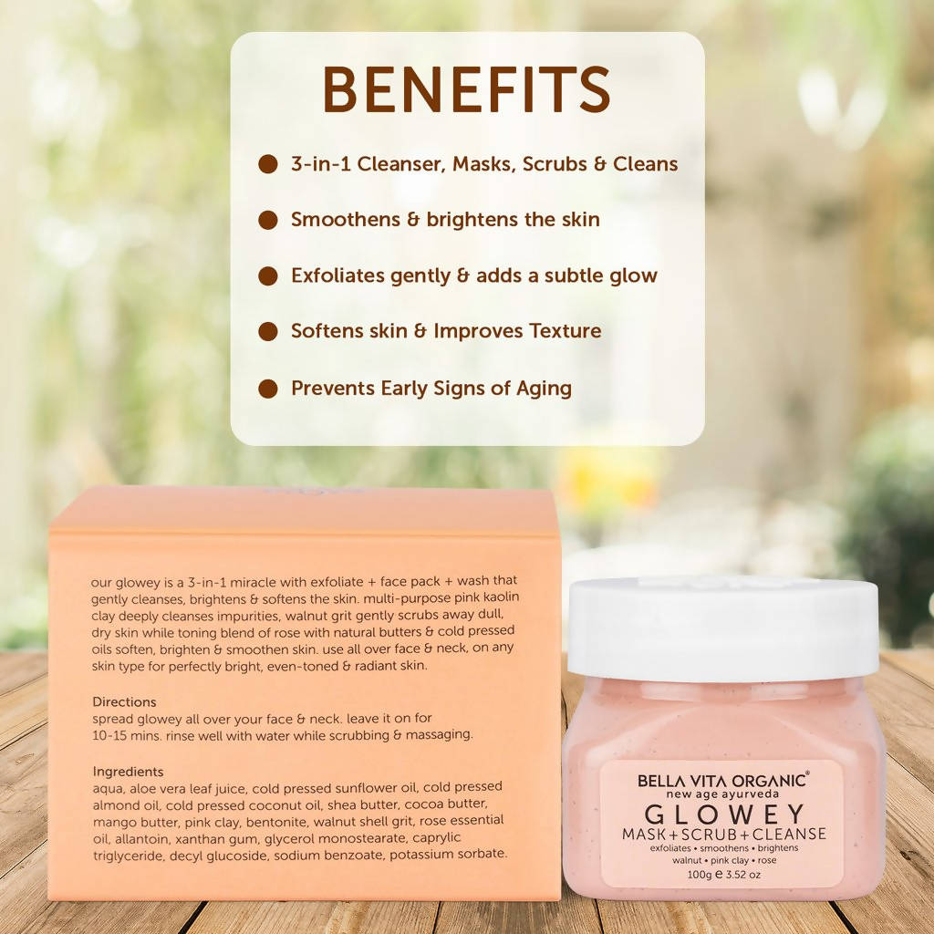 Bella Vita Organic New Age Ayurveda Glowey Mask + Scrub + Cleanse - Vamzn#