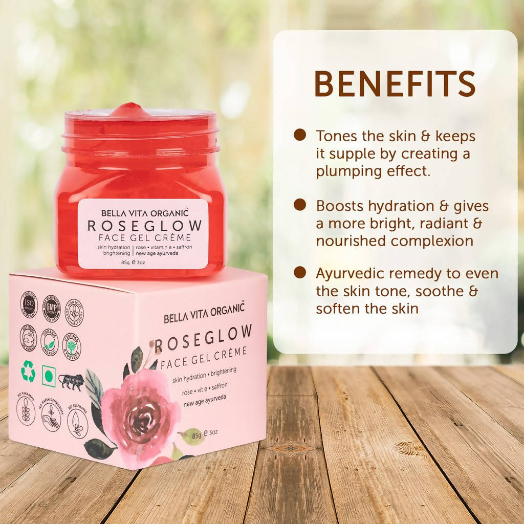 Bella Vita Organic Rose Glow Face Gel Creme - Vamzn#