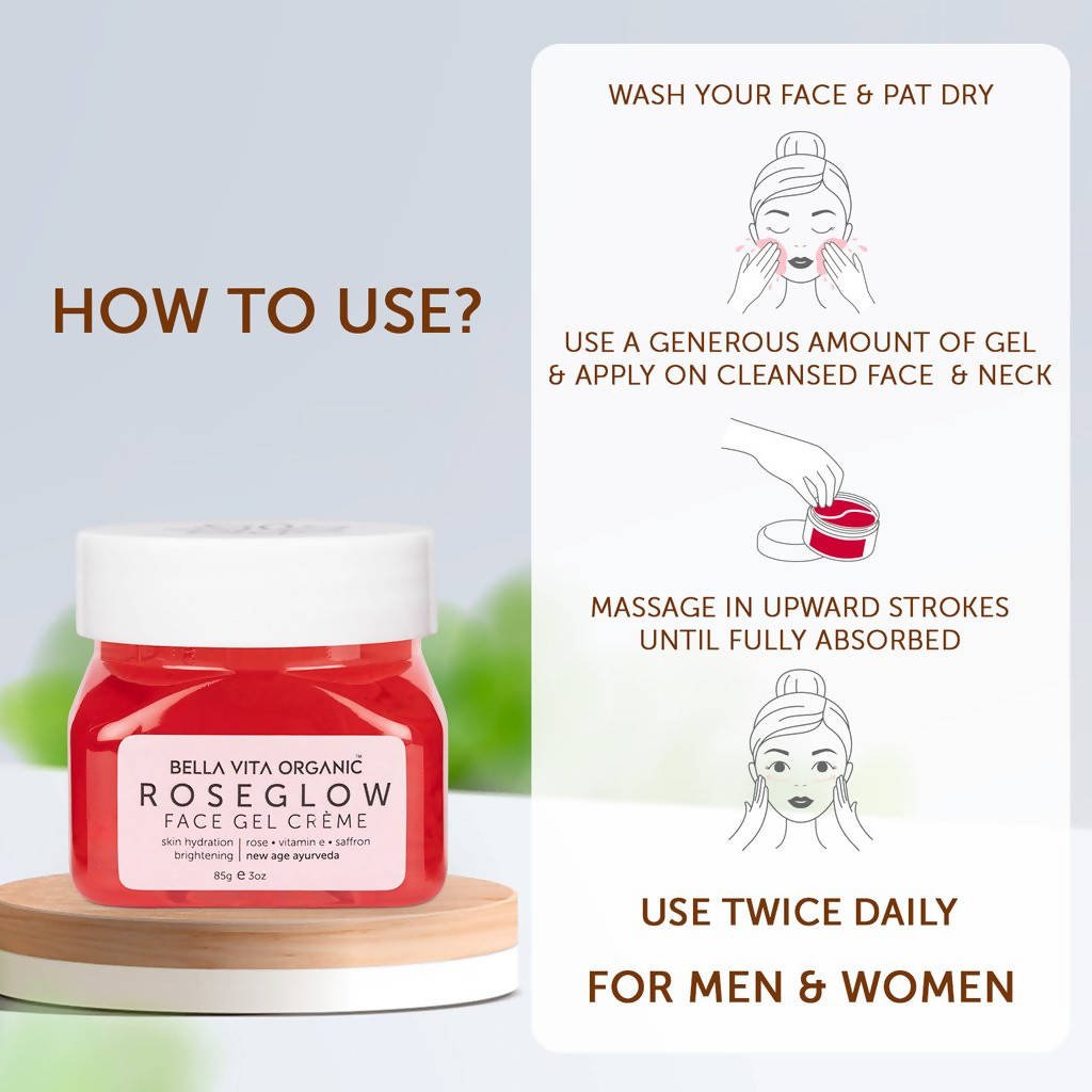 Bella Vita Organic Rose Glow Face Gel Creme - Vamzn#