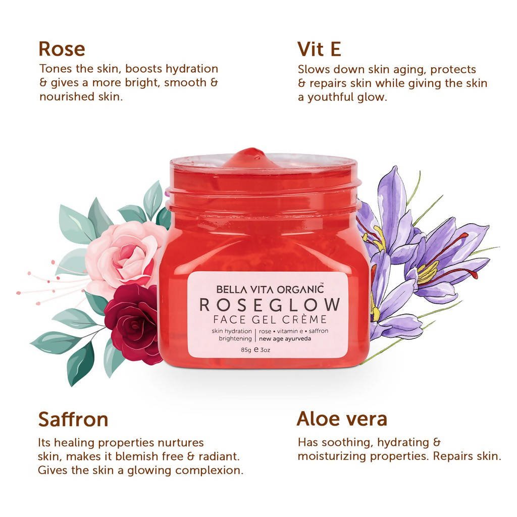 Bella Vita Organic Rose Glow Face Gel Creme - Vamzn#