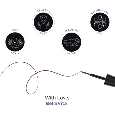 BELLAVITA Intense Drama Waterproof Eyeliner, Black, Matte Finish, Smudge - Proof, Fast - Drying, Felt Tip Applicator, Enriched with Biotin, 3.5 ml - Vamzn#