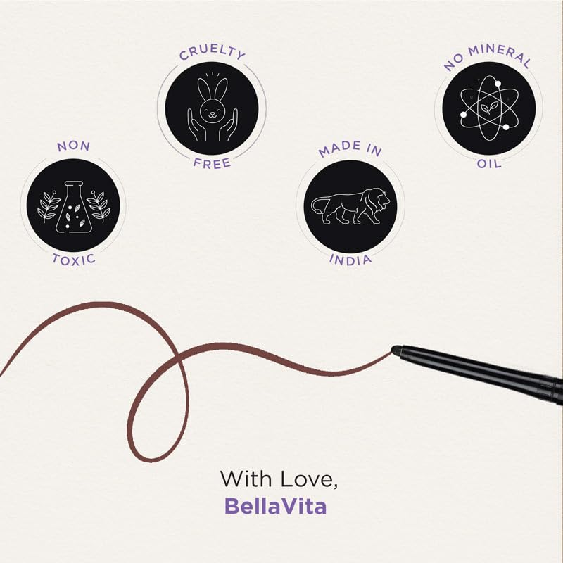 BELLAVITA Intense Drama Waterproof Eyeliner, Black, Matte Finish, Smudge - Proof, Fast - Drying, Felt Tip Applicator, Enriched with Biotin, 3.5 ml - Vamzn#