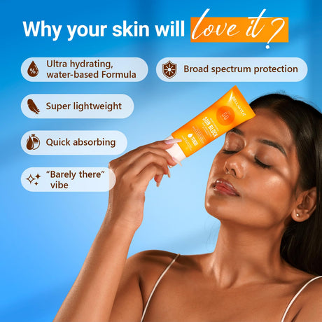 BELLAVITA Water based Hydrating Sunscreen, SPF 50, Lightweight, Photostable, PA+++, For All Skin Types, No White Cast, Non - Greasy Finish, UV Protection, Broad Spectrum, For Men & Women, 50ML - Vamzn#