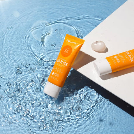 BELLAVITA Water based Hydrating Sunscreen, SPF 50, Lightweight, Photostable, PA+++, For All Skin Types, No White Cast, Non - Greasy Finish, UV Protection, Broad Spectrum, For Men & Women, 50ML - Vamzn#