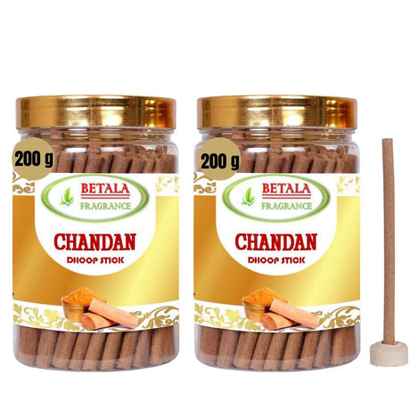 Betala Fragrance Chandan Flavour Dhoop Sticks for Pooja, Pack of 200 Gm Dhup Batti with Holder, Agarbatti, Incense Stick, Sandal, Cones, Cup, Sambrani (200 Gm) - Vamzn#