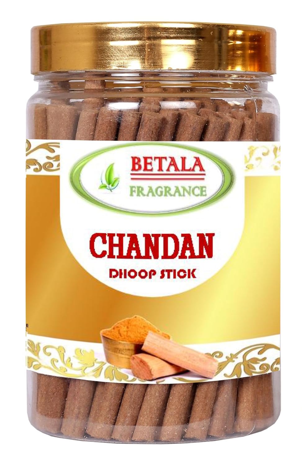 Betala Fragrance Chandan Flavour Dhoop Sticks for Pooja, Pack of 200 Gm Dhup Batti with Holder, Agarbatti, Incense Stick, Sandal, Cones, Cup, Sambrani (200 Gm) - Vamzn#