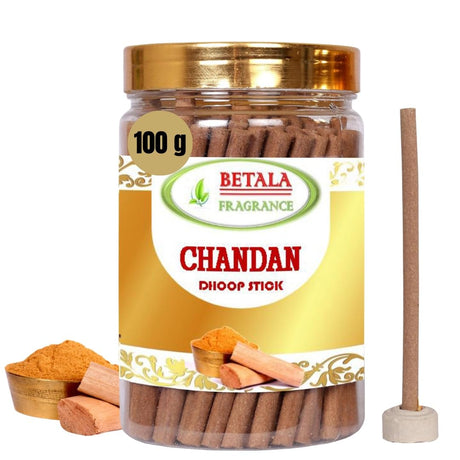 Betala Fragrance Chandan Flavour Dhoop Sticks for Pooja, Pack of 200 Gm Dhup Batti with Holder, Agarbatti, Incense Stick, Sandal, Cones, Cup, Sambrani (200 Gm) - Vamzn#