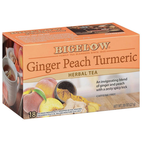 Bigelow Tea Ginger Peach Turmeric Herbal Tea Freshness & Aroma Caffeine Free - Vamzn#