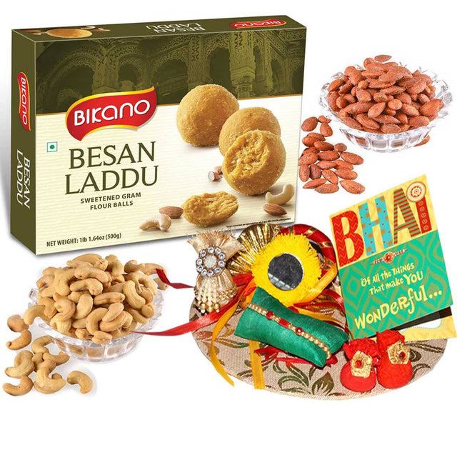 Bikano Besan Laddoo and Dryfruits Rakhi Gifts - Vamzn#