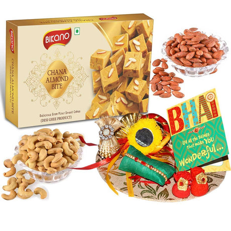 Bikano Chana Almond Bite and Dryfruits Rakhi Gifts - Vamzn#