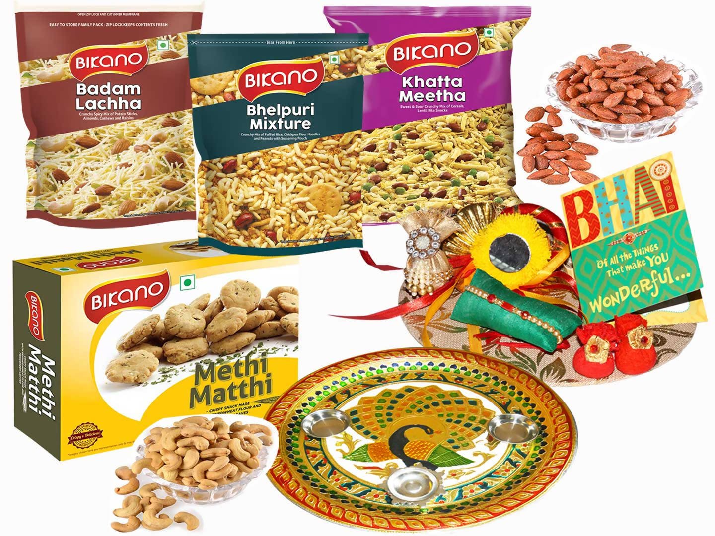 Bikano Favourites and Dryfruits Rakhi Puja Thali Gift - Vamzn#