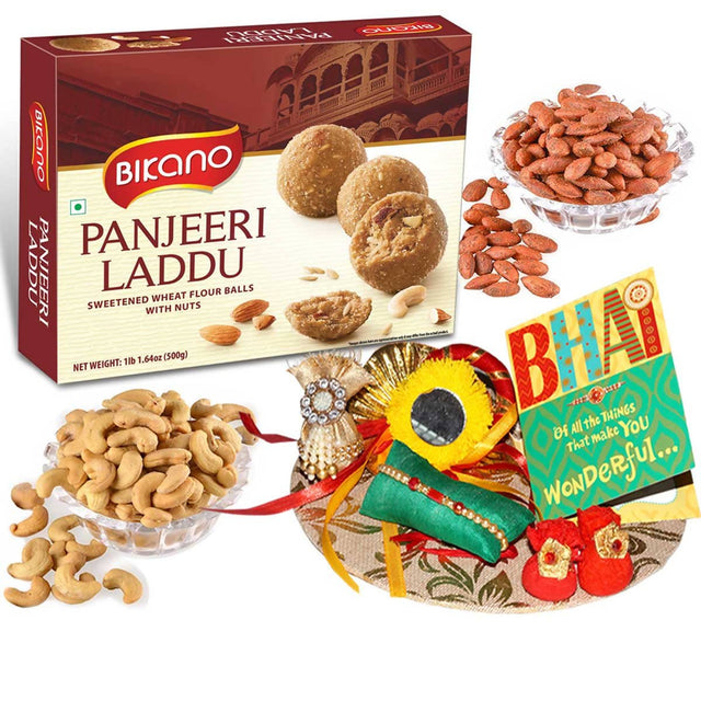 Bikano Panjeeri Laddoo and Dryfruits Rakhi Gifts - Vamzn#