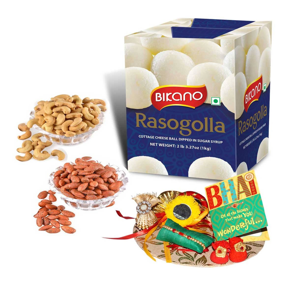 Bikano Rasogolla and Dryfruits Rakhi Gifts - Vamzn#