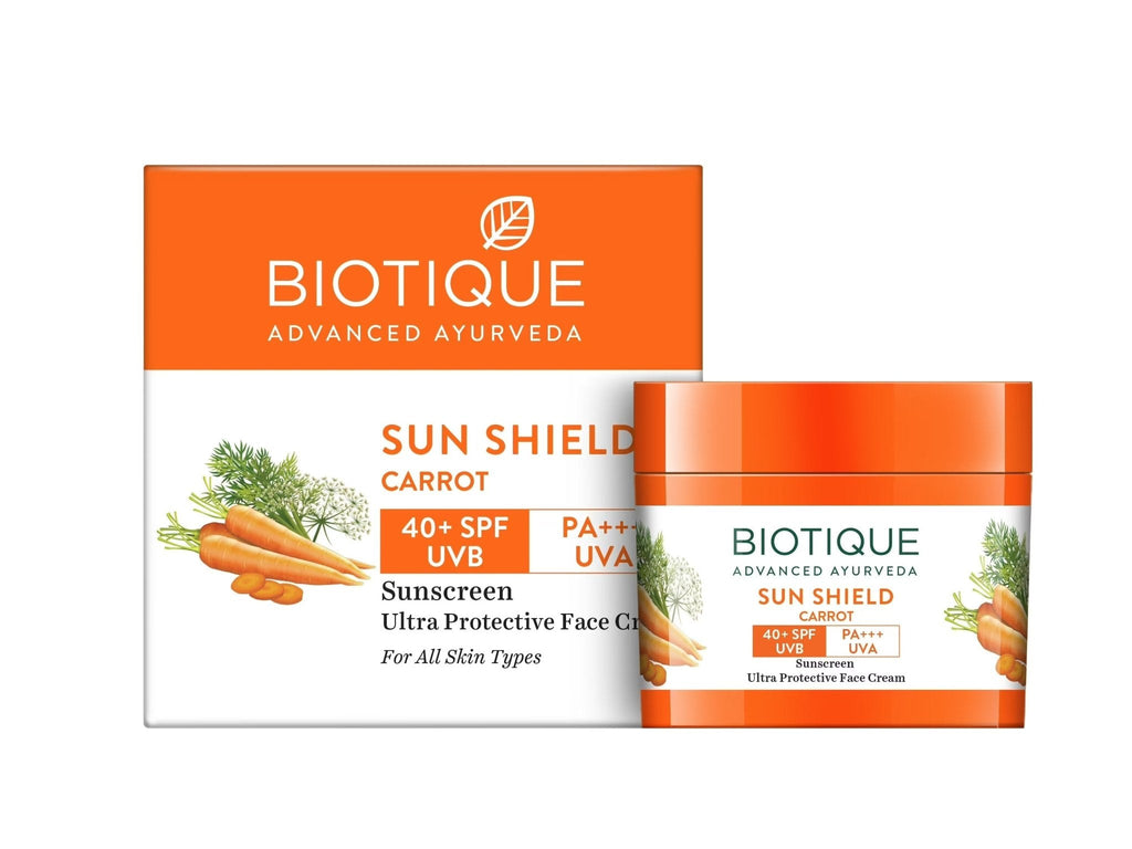 Biotique Advanced Ayurveda Bio Carrot 40+ SPF UVA/UVB Sunscreen Ultra Soothing Face Cream - Vamzn#