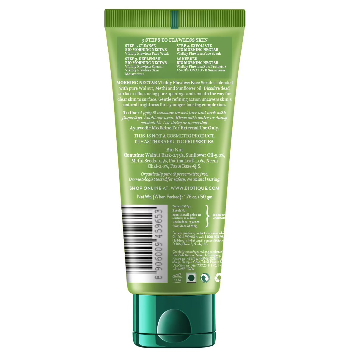 Biotique Advanced Ayurveda Bio Morning Nectar Visibly Flawless Face Scrub - Vamzn#