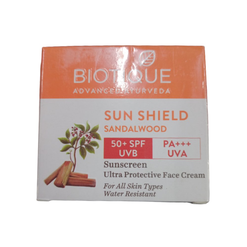 Biotique Bio Sandalwood SPF 50+ UVA/UVB Sunscreen Ultra Soothing Face Cream - Vamzn#