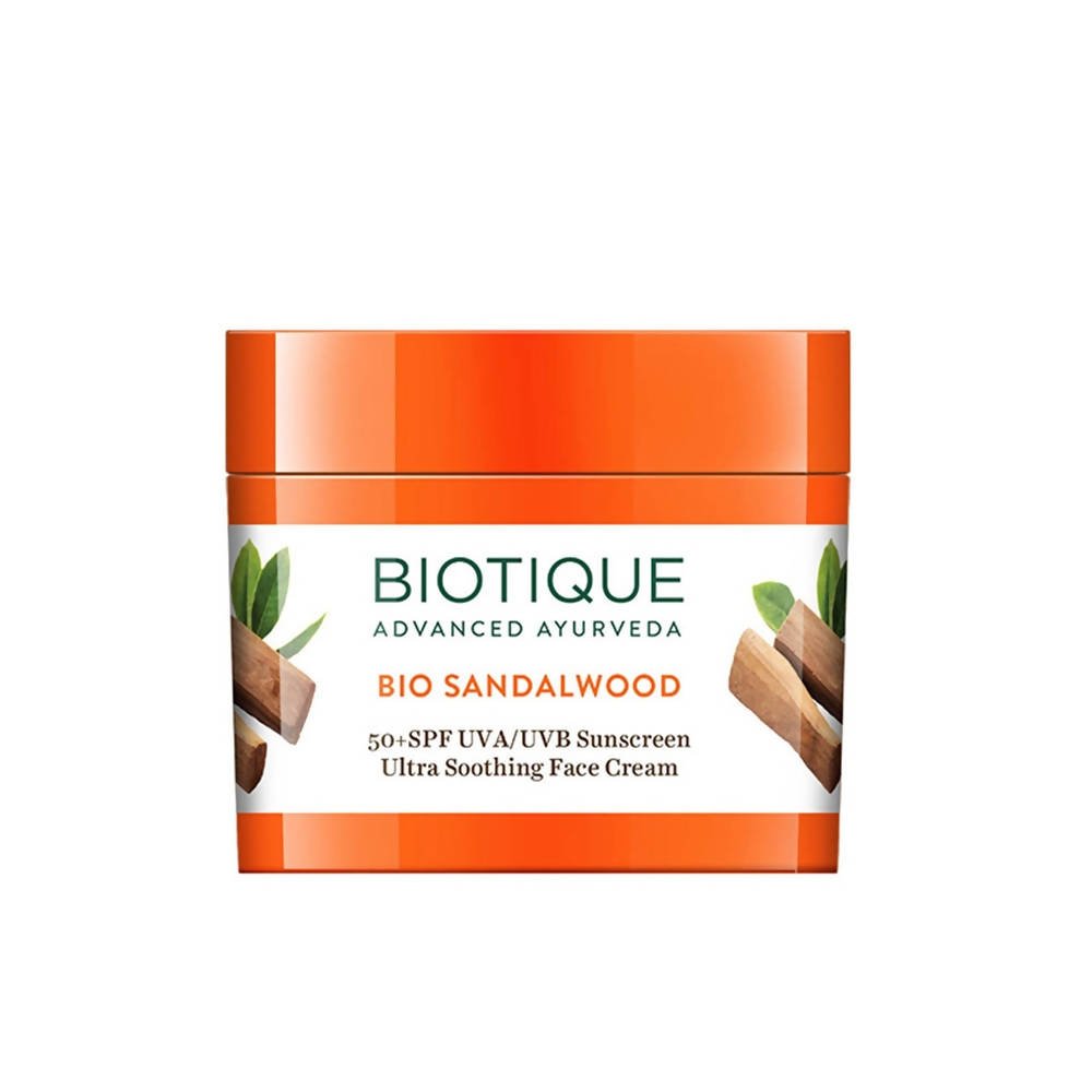 Biotique Bio Sandalwood SPF 50+ UVA/UVB Sunscreen Ultra Soothing Face Cream - Vamzn#