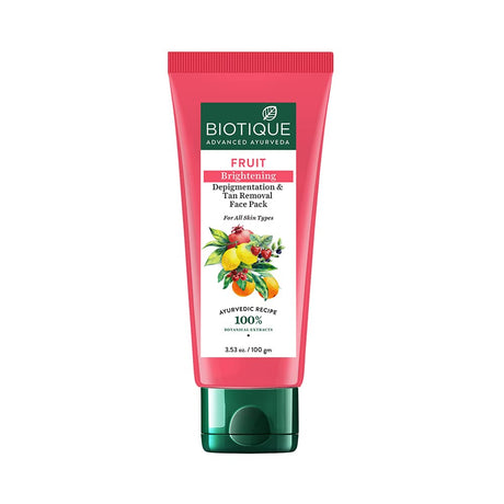Biotique Fruit Brightening Depigmentation and Tan Removal Face Pack| Ayurvedic and Organically Pure| Tan Removal Face Pack for All Skin Types|100% Botanical Extracts| 75gm - Vamzn#