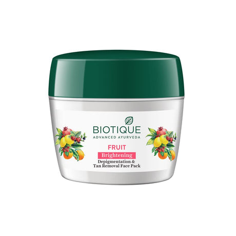 Biotique Fruit Brightening Depigmentation and Tan Removal Face Pack| Ayurvedic and Organically Pure| Tan Removal Face Pack for All Skin Types|100% Botanical Extracts| 75gm - Vamzn#
