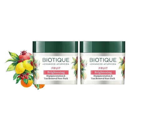 Biotique Fruit Brightening Depigmentation and Tan Removal Face Pack| Ayurvedic and Organically Pure| Tan Removal Face Pack for All Skin Types|100% Botanical Extracts| 75gm - Vamzn#
