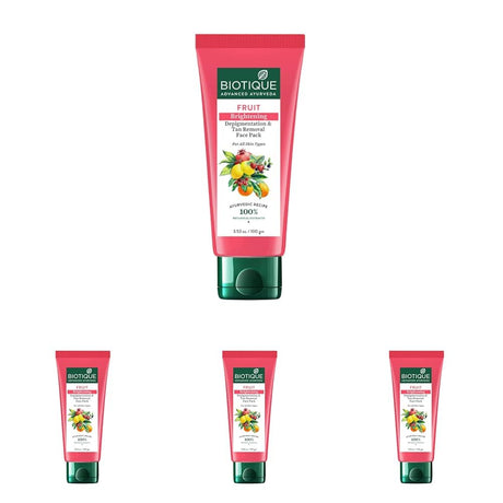 Biotique Fruit Brightening Depigmentation and Tan Removal Face Pack| Ayurvedic and Organically Pure| Tan Removal Face Pack for All Skin Types|100% Botanical Extracts| 75gm - Vamzn#